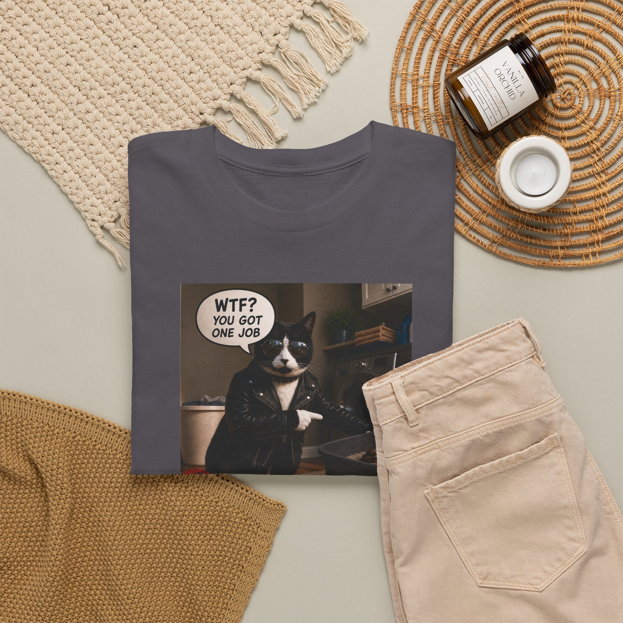 Cat Meme T-Shirt — "WTF? You Got One Job" Graphic Tee