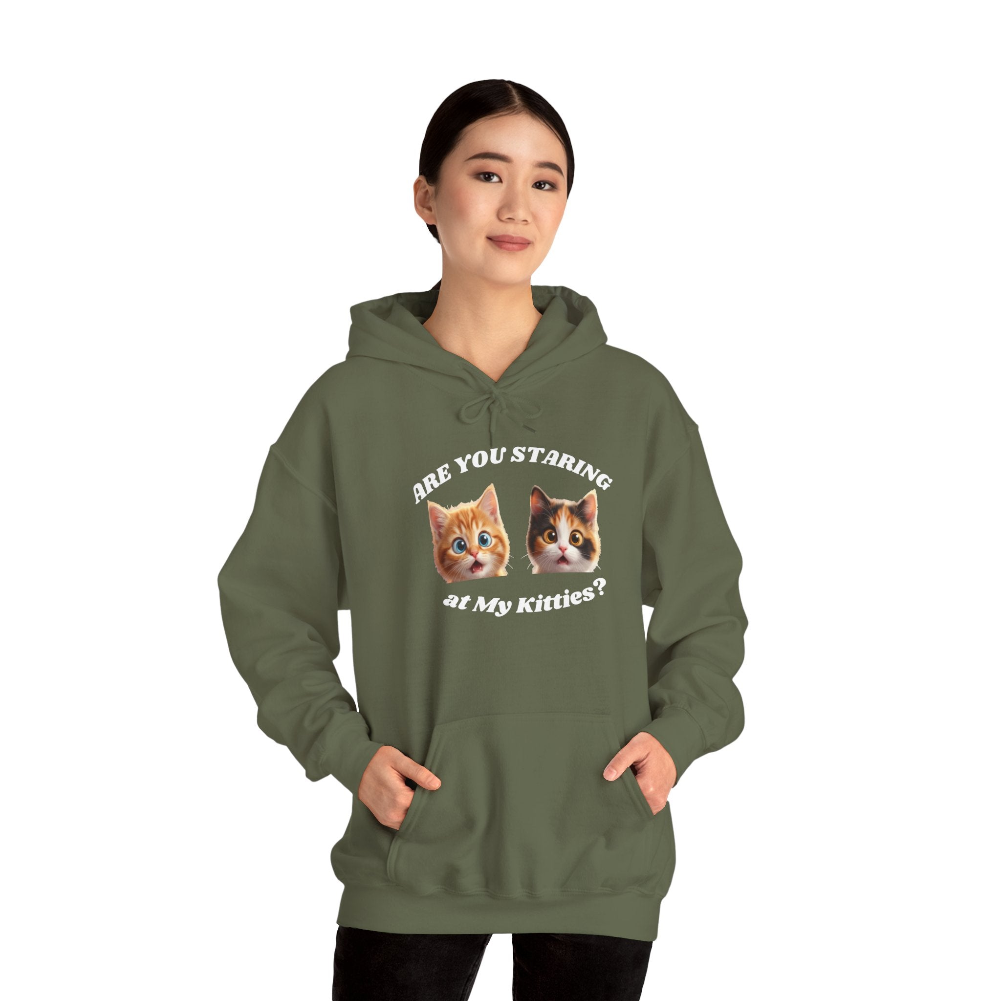 Cat Funny "Are You Staring?" Comfy Hoodie