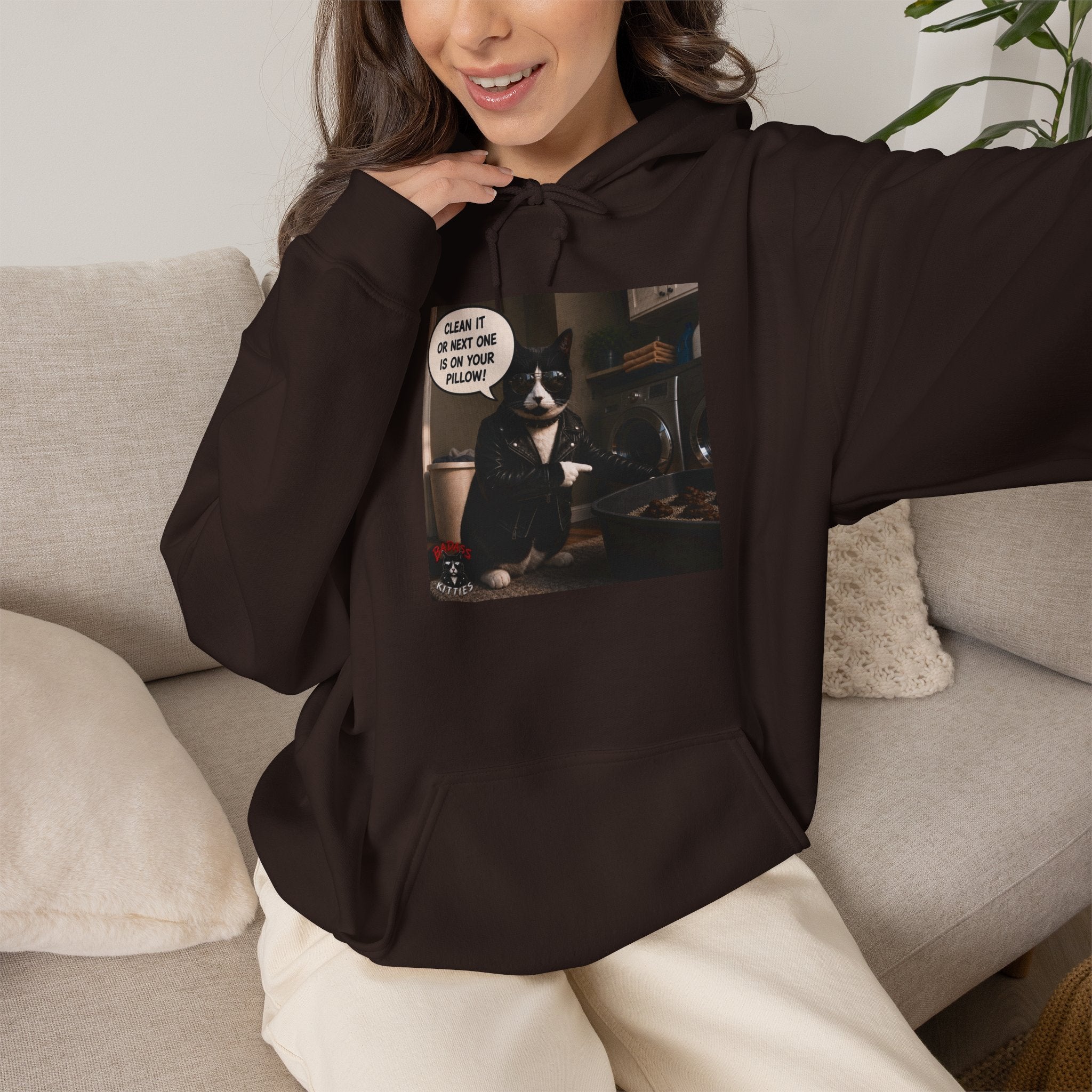 Cat Meme-Clean It or the Next One Is on Your Pillow! | Funny Cat Lover Hoodie