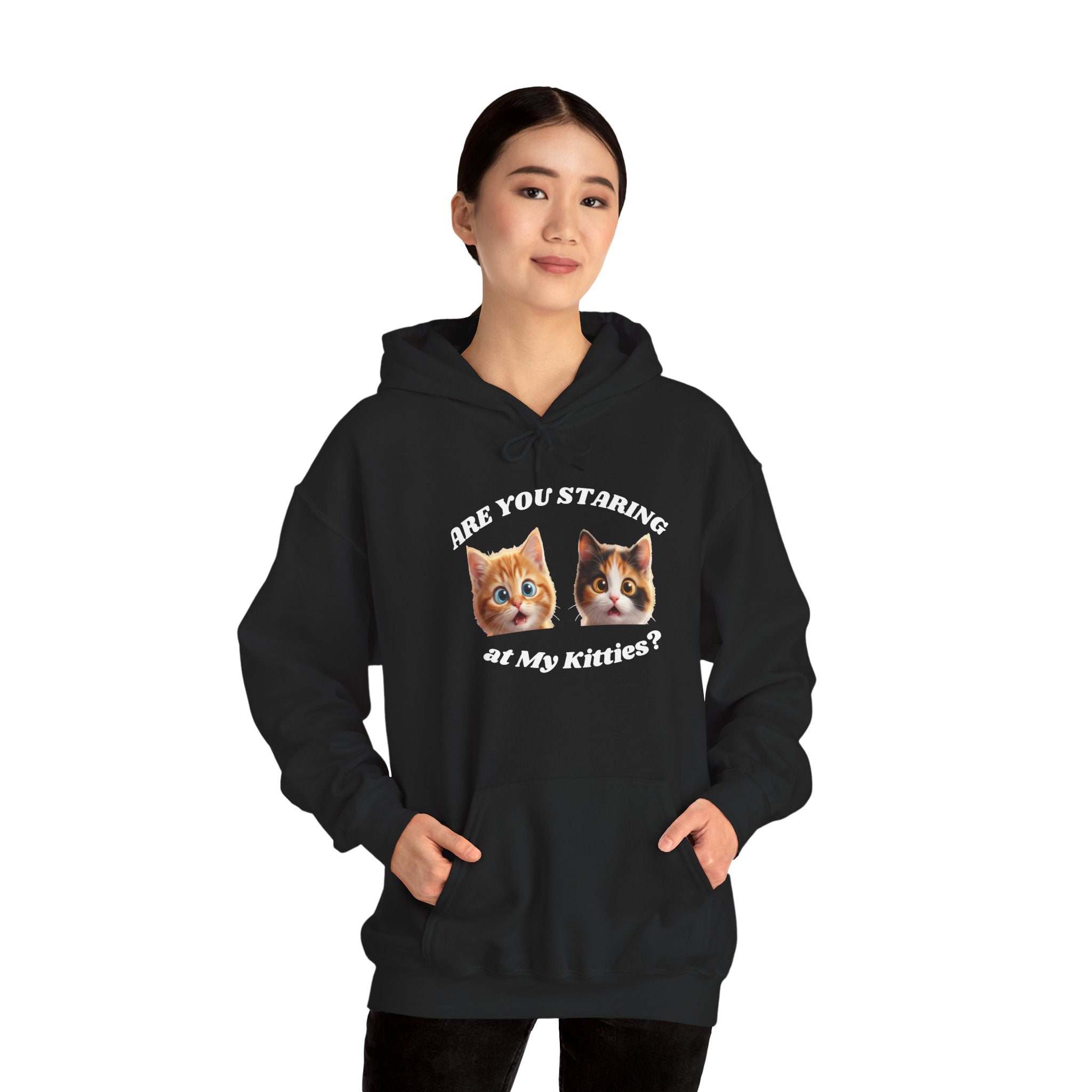 Cat Funny "Are You Staring?" Comfy Hoodie