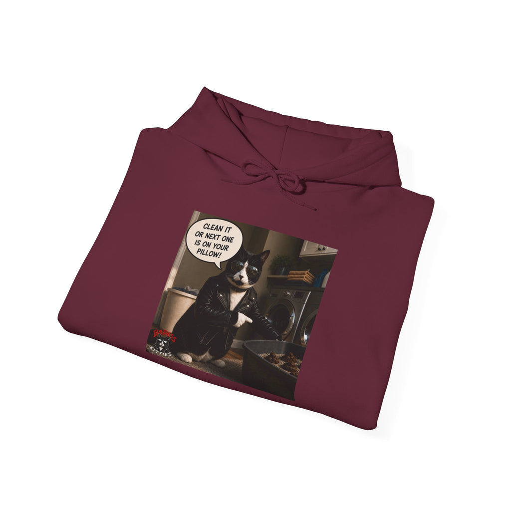 Cat Meme-Clean It or the Next One Is on Your Pillow! | Funny Cat Lover Hoodie