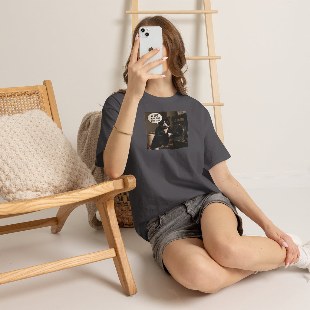 Cat Meme T-Shirt — "WTF? You Got One Job" Graphic Tee