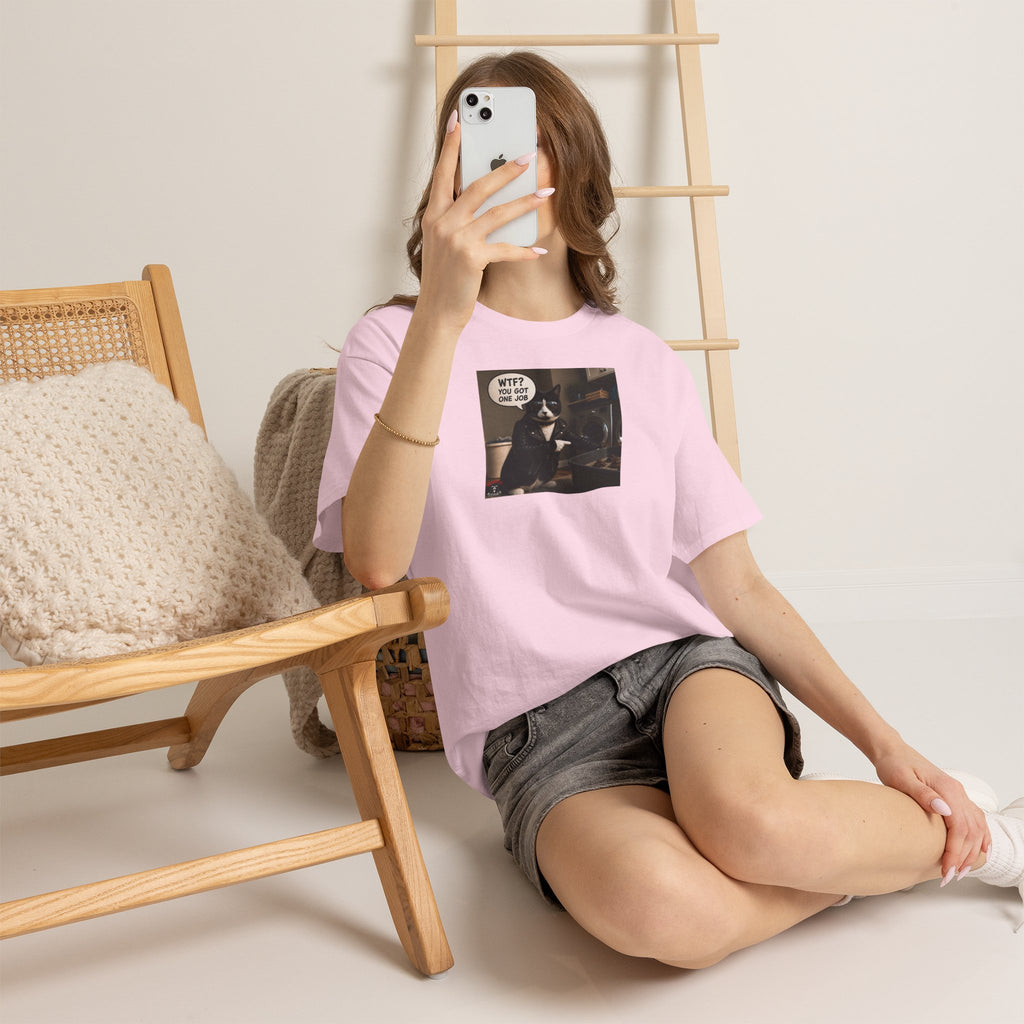 Cat Meme T-Shirt — "WTF? You Got One Job" Graphic Tee