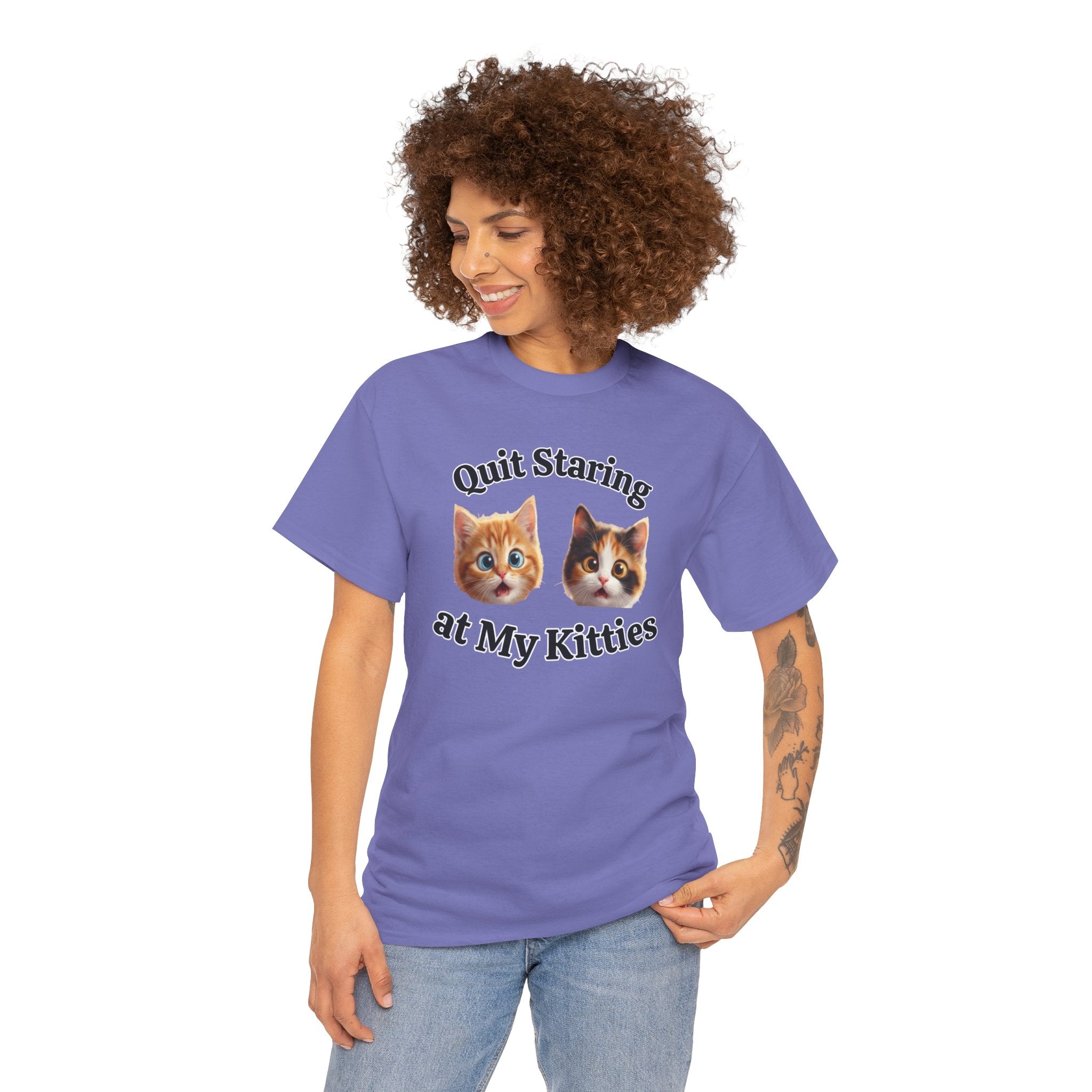 Playful Kitty "Quit Staring?" Funny T-Shirt
