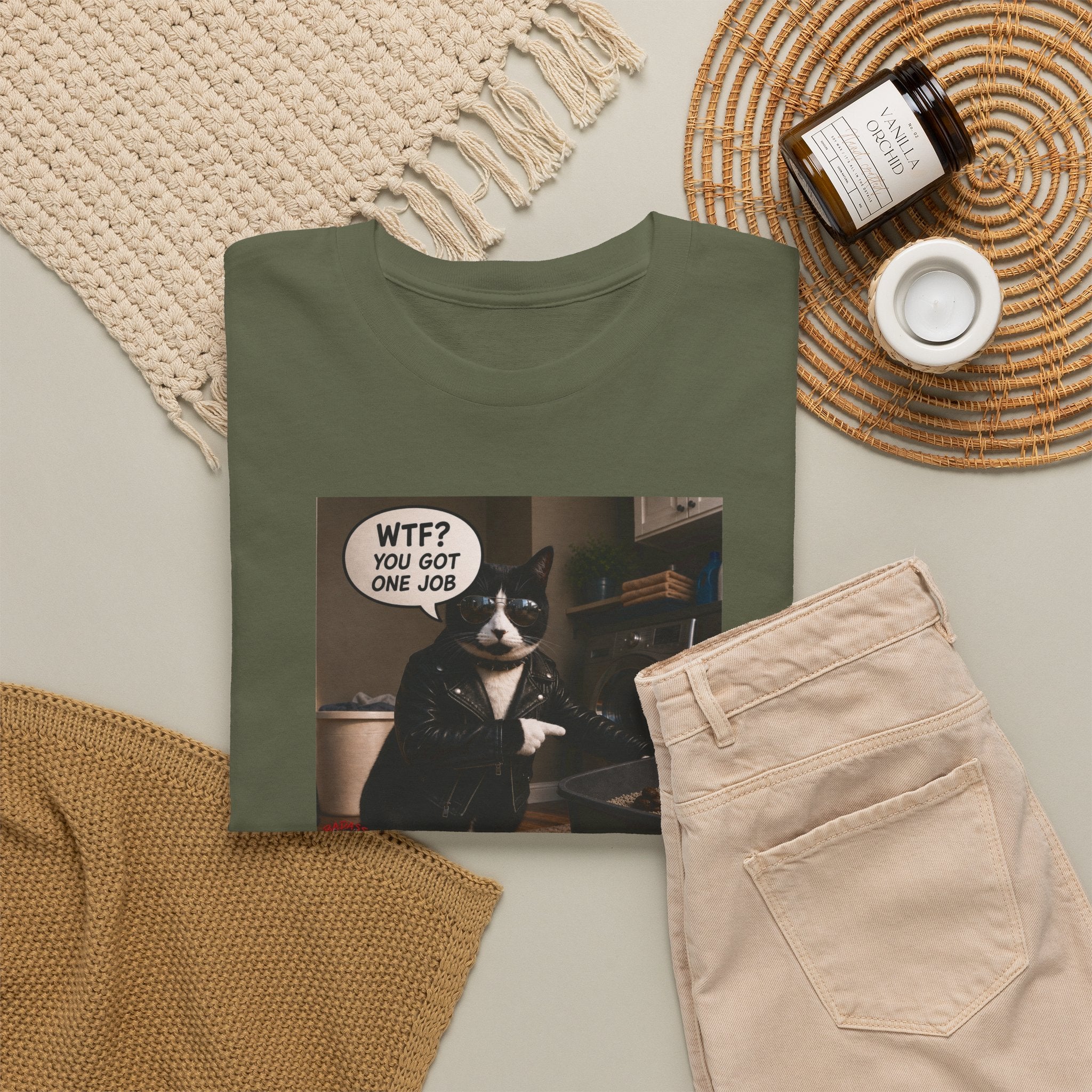 Cat Meme T-Shirt — "WTF? You Got One Job" Graphic Tee