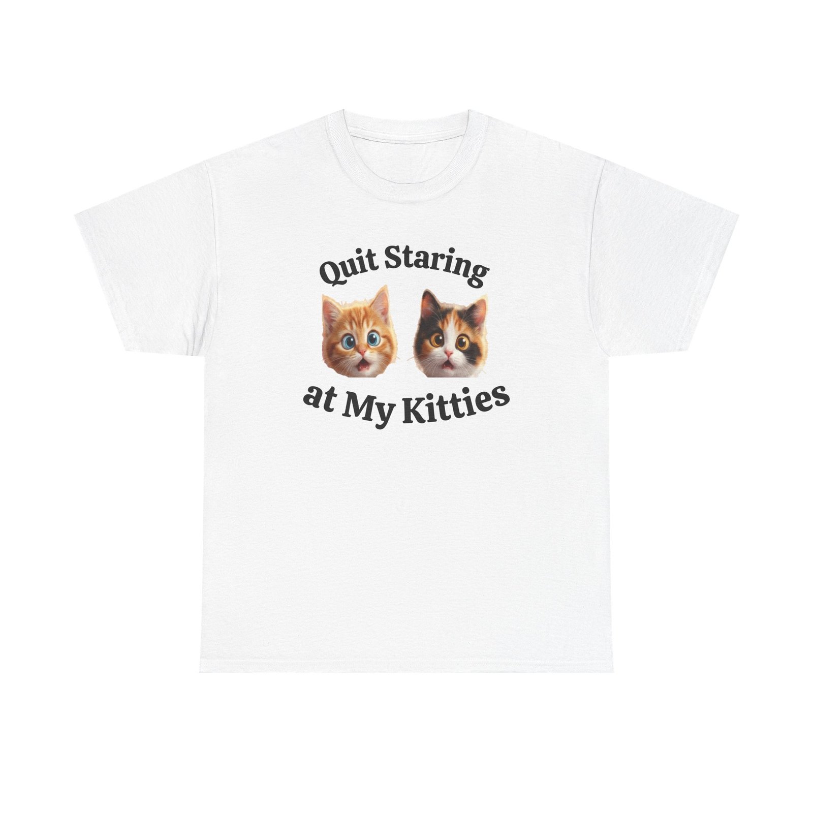 Playful Kitty "Quit Staring?" Funny T-Shirt - Image 4