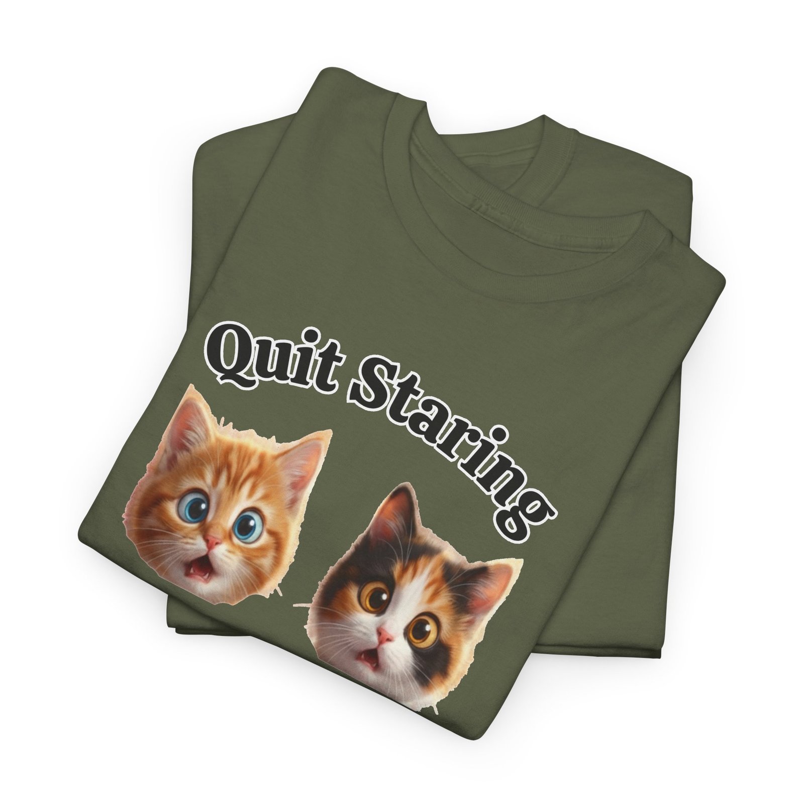 Playful Kitty "Quit Staring?" Funny T-Shirt - Image 21