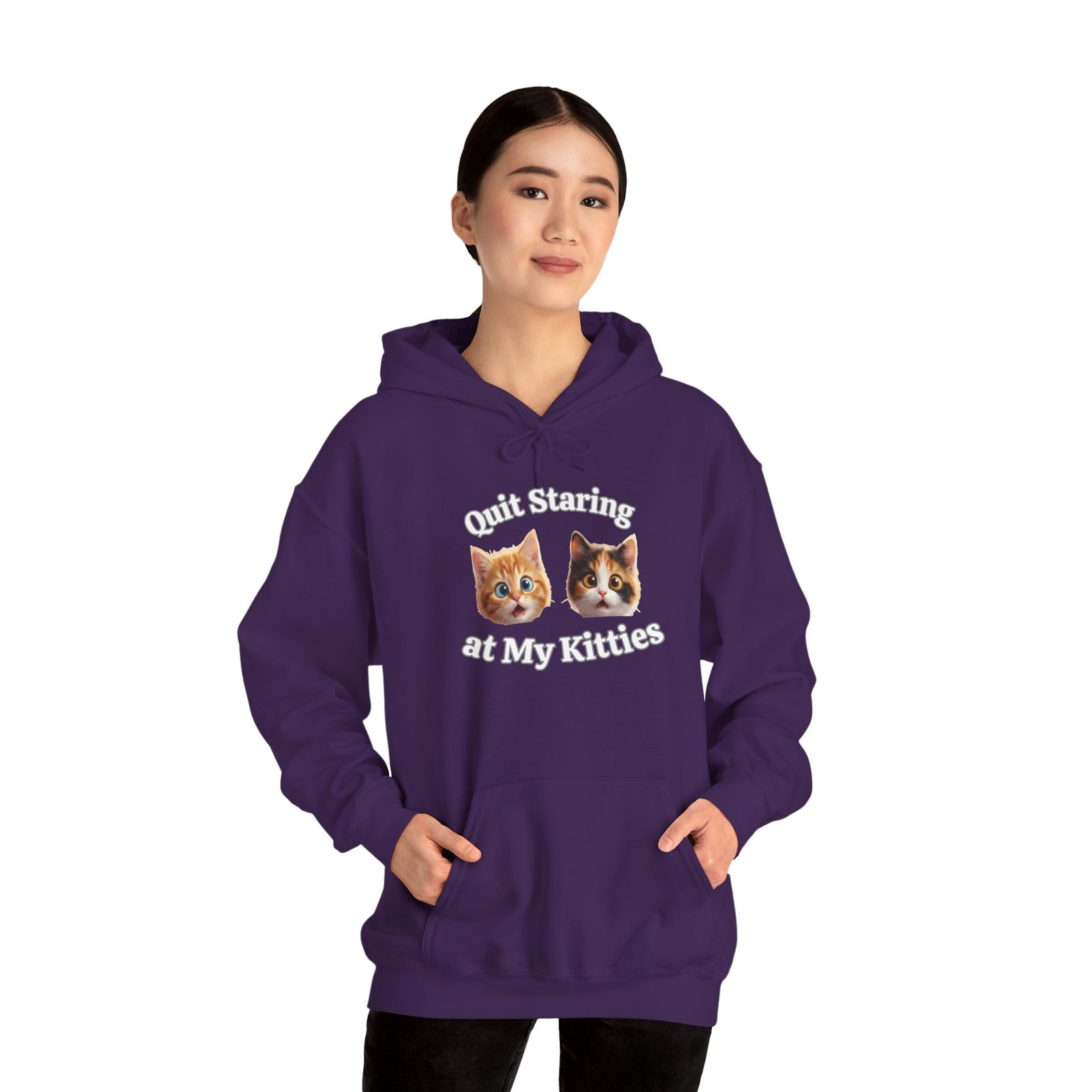 Cat Hilarious "Quit Staring" Fun Hoodie - Image 26