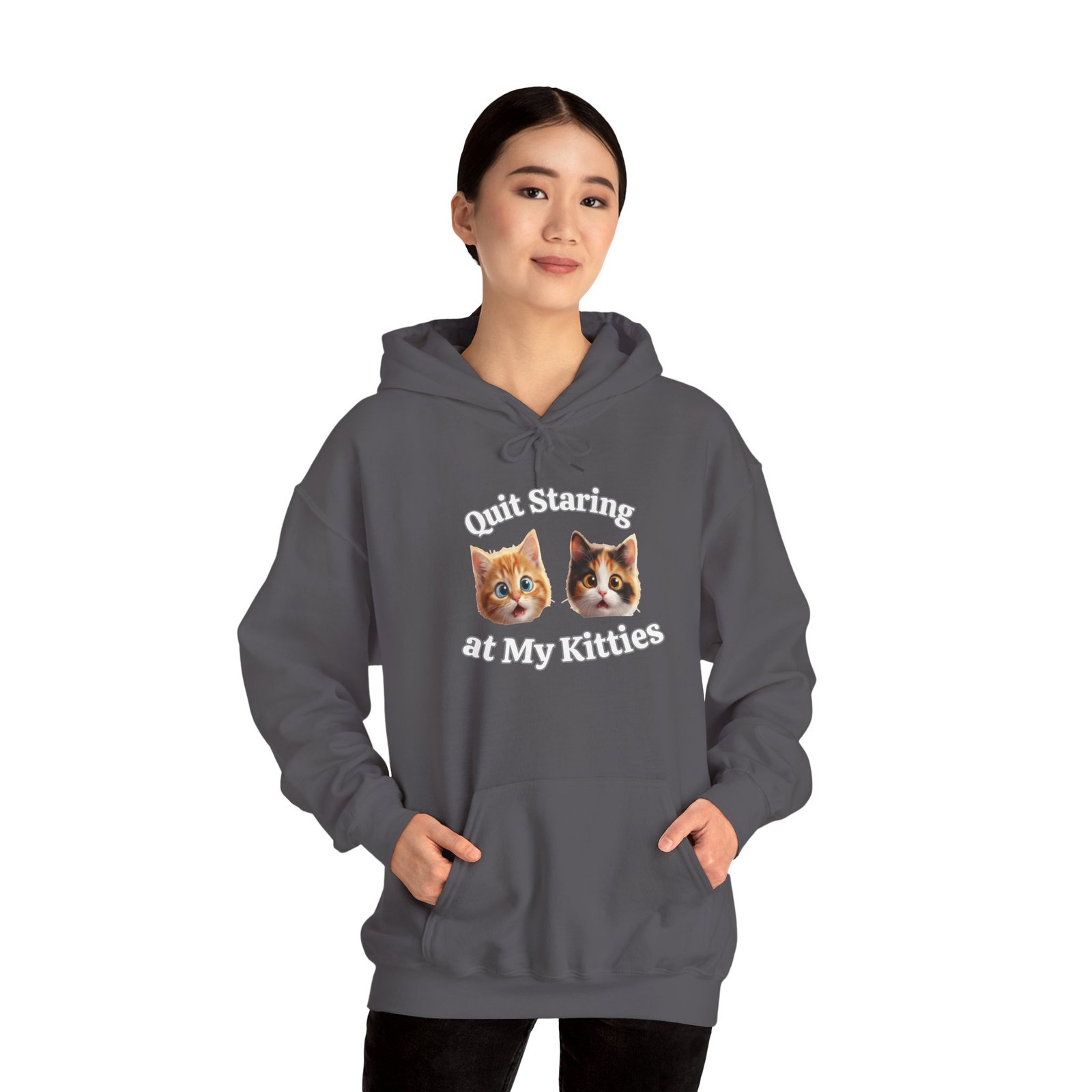 Cat Hilarious "Quit Staring" Fun Hoodie - Image 17