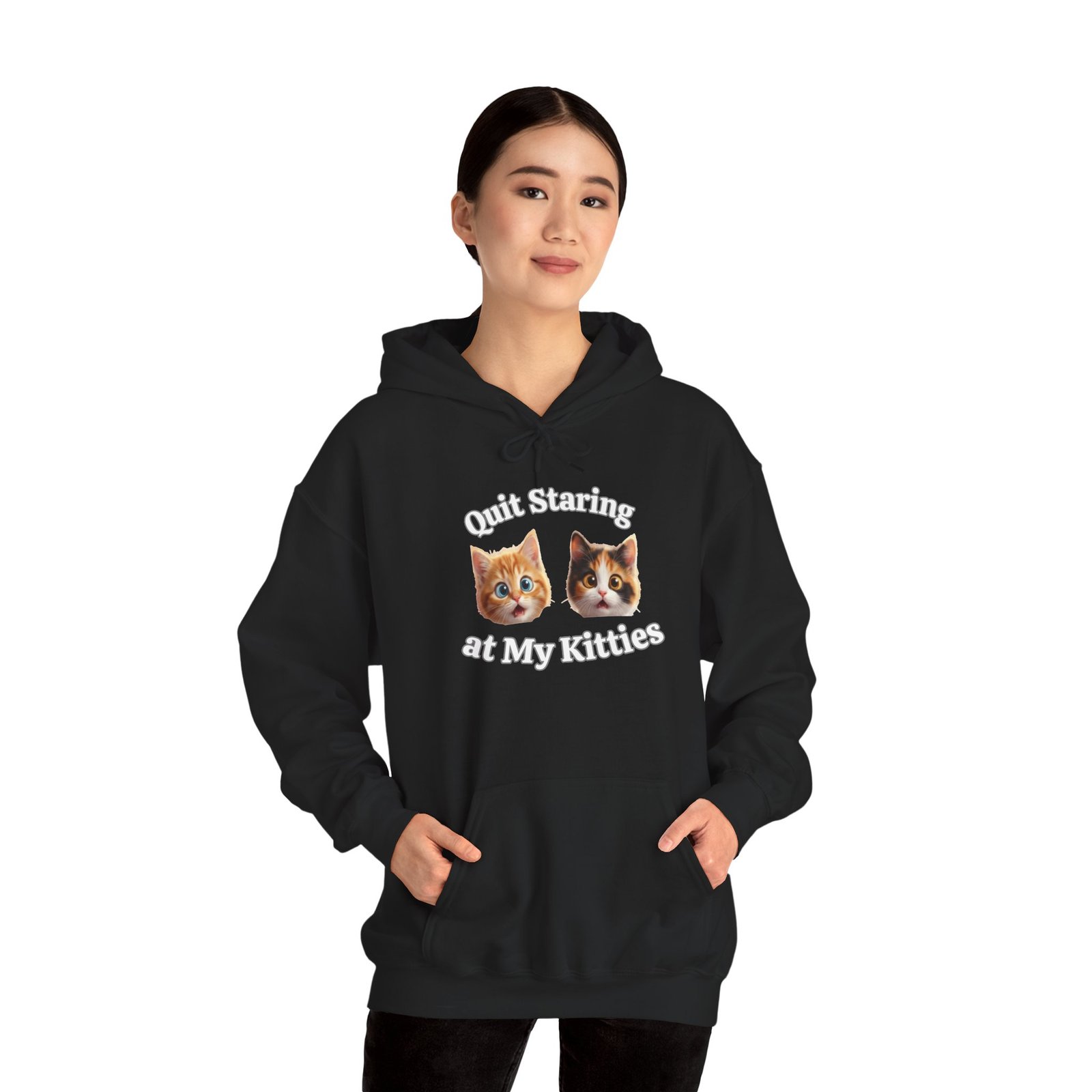 Cat Hilarious "Quit Staring" Fun Hoodie - Image 2