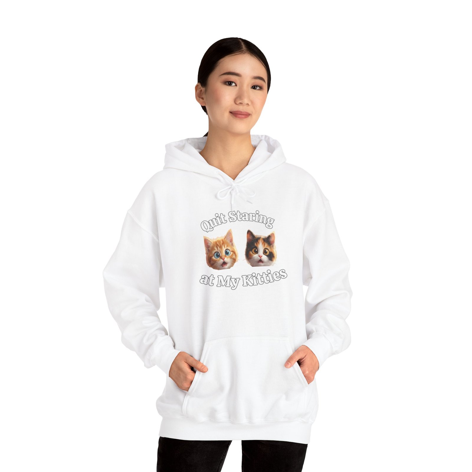 Cat Hilarious "Quit Staring" Fun Hoodie - Image 5