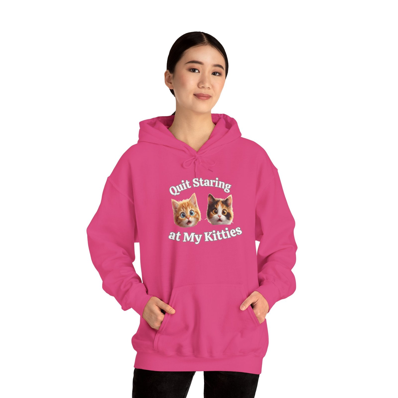 Cat Hilarious "Quit Staring" Fun Hoodie - Image 29